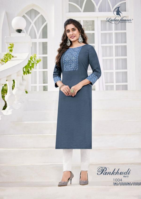 Ladies Flavour Pankhudi 3 Viscose Embroidery Kurti Collection